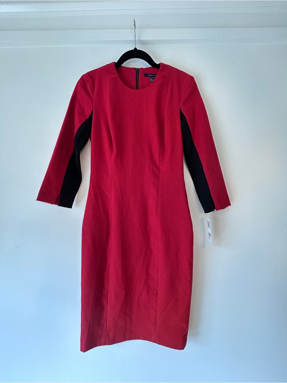 NWT French Connection Red Black Colorblock Bodycon Dress Size 4